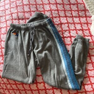 Aviator Nation Gray Joggers with Blue Stripe